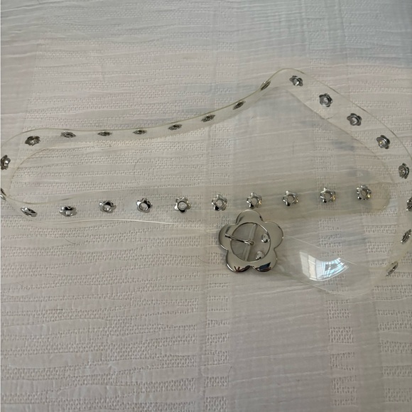 Accessories - Clear Floral Buckle Women's Belt with Silver Studs